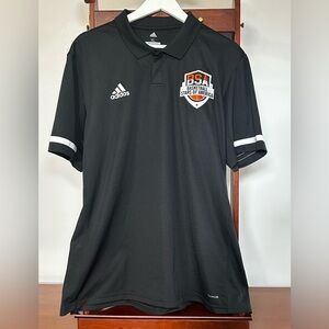 NWT Adidas Men's XL Climacool Polo Shirt Black Red White Basketball Short Sleeve